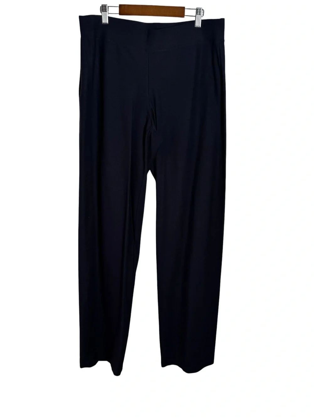 Eileen Fisher Washable Stretch Crepe Pull On Travel Pants Size M Navy